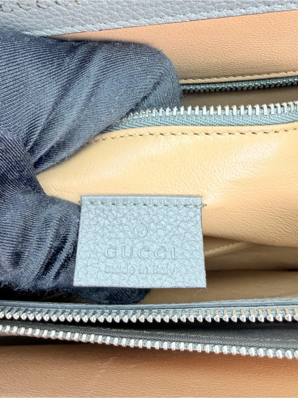 Gucci Zumi Grey Leather Top-Handle Satchel Gold Hardware